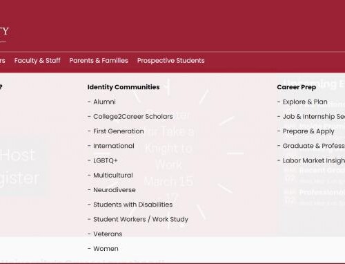 Screenshot of Arcadia University online menu