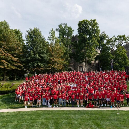 Class of 2026 group photo in front of the castle