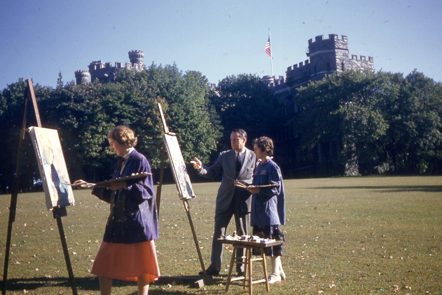 photo of John Hathaway painting with students on what would become Haber Green