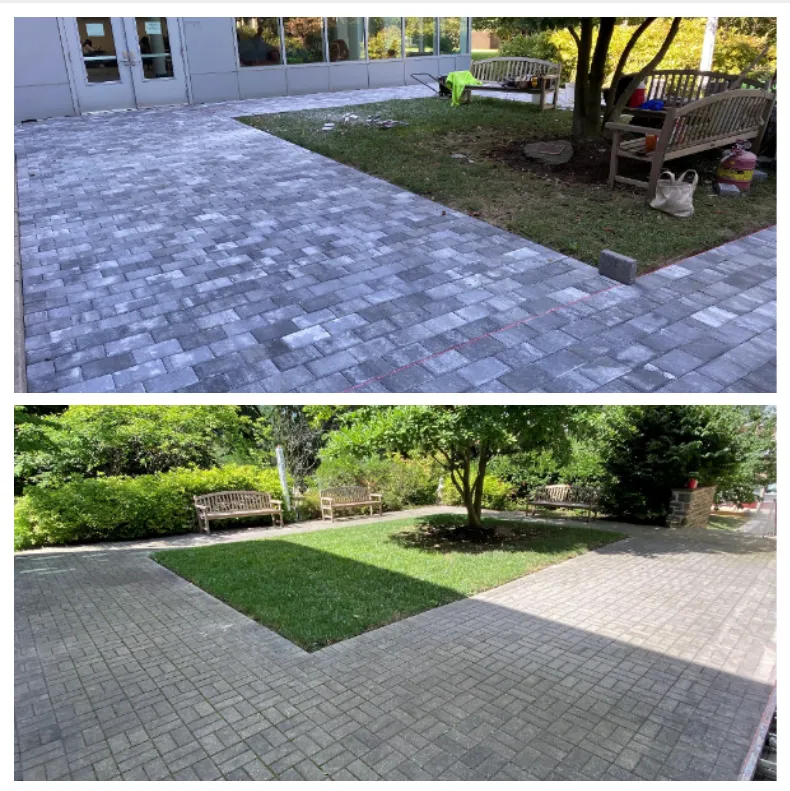 A before and after look at the Beechwood Overlook Terrace renovations. Includes new bricks and new sodding. 