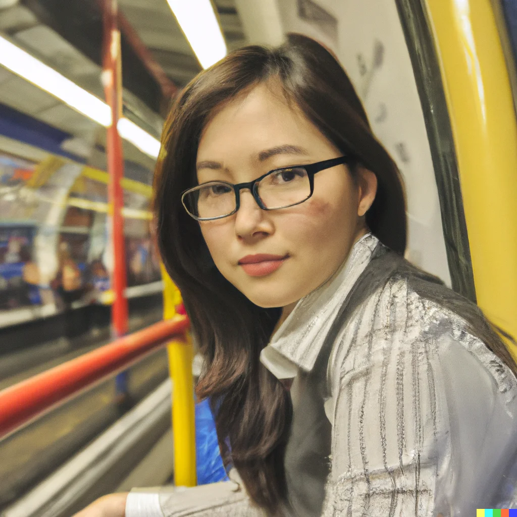 A student traveling on the London Underground