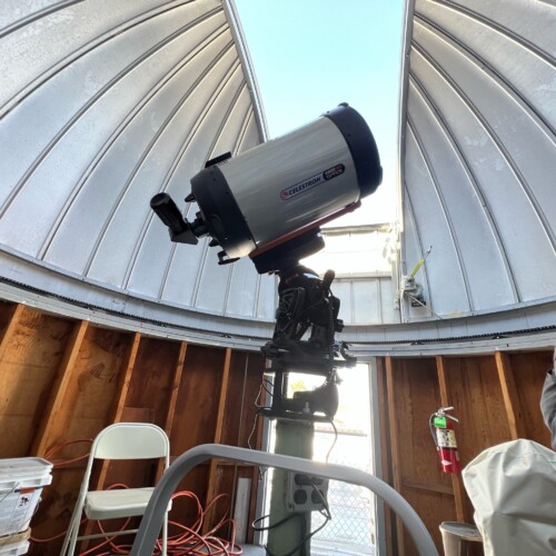 The new telescope in the Boyer Hall Observatory.