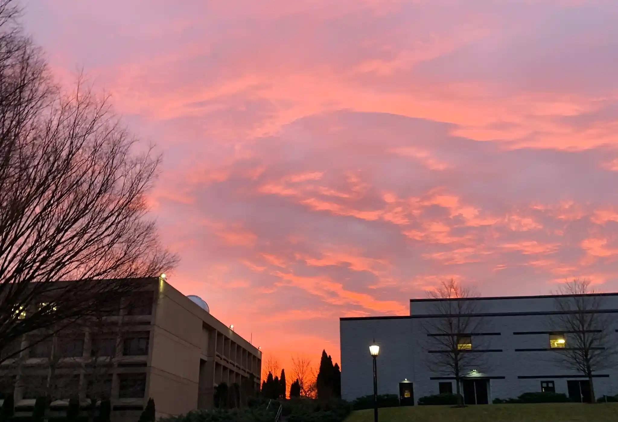 A sunrise over Arcadia University