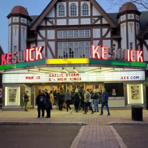 The Keswick Theater at dusk