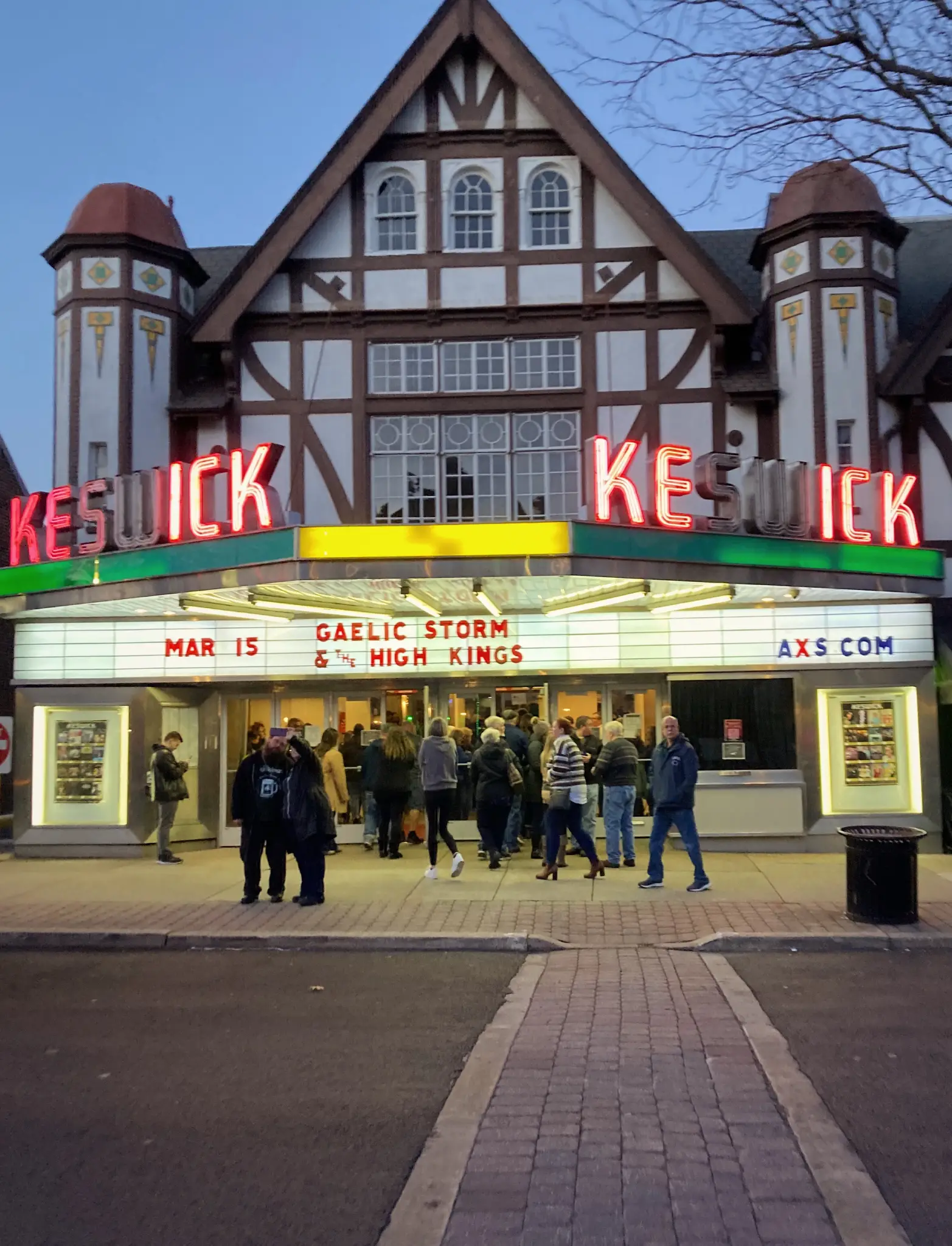 The Keswick Theater at dusk