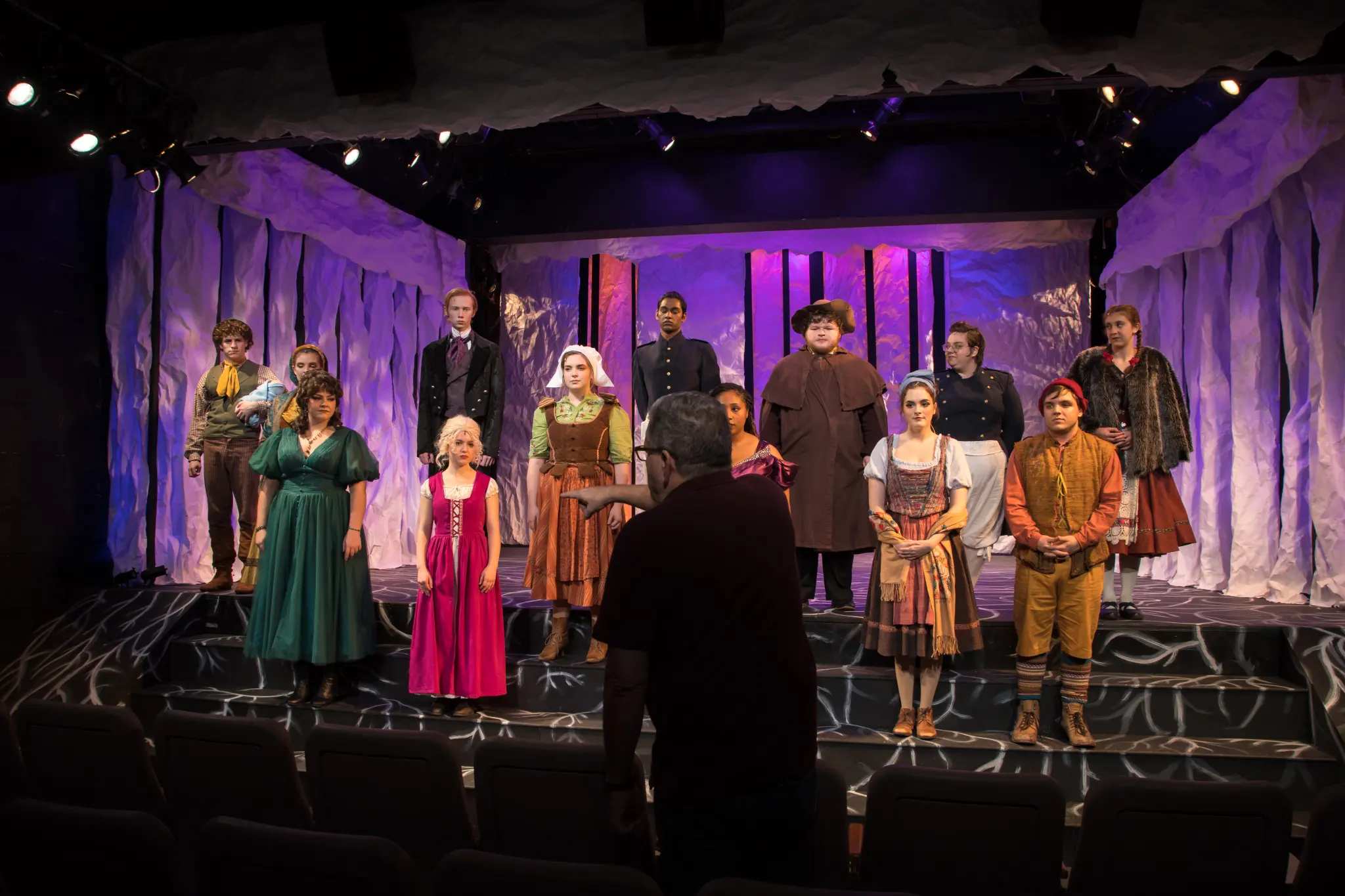The cast rehearsal for Into the Woods.