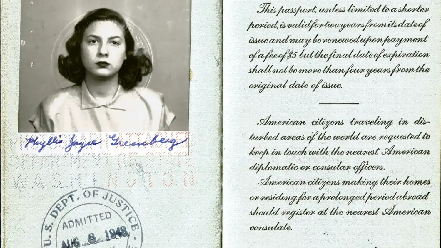 European field trip passport courtesy of Phyllis J Weiner in 1948.