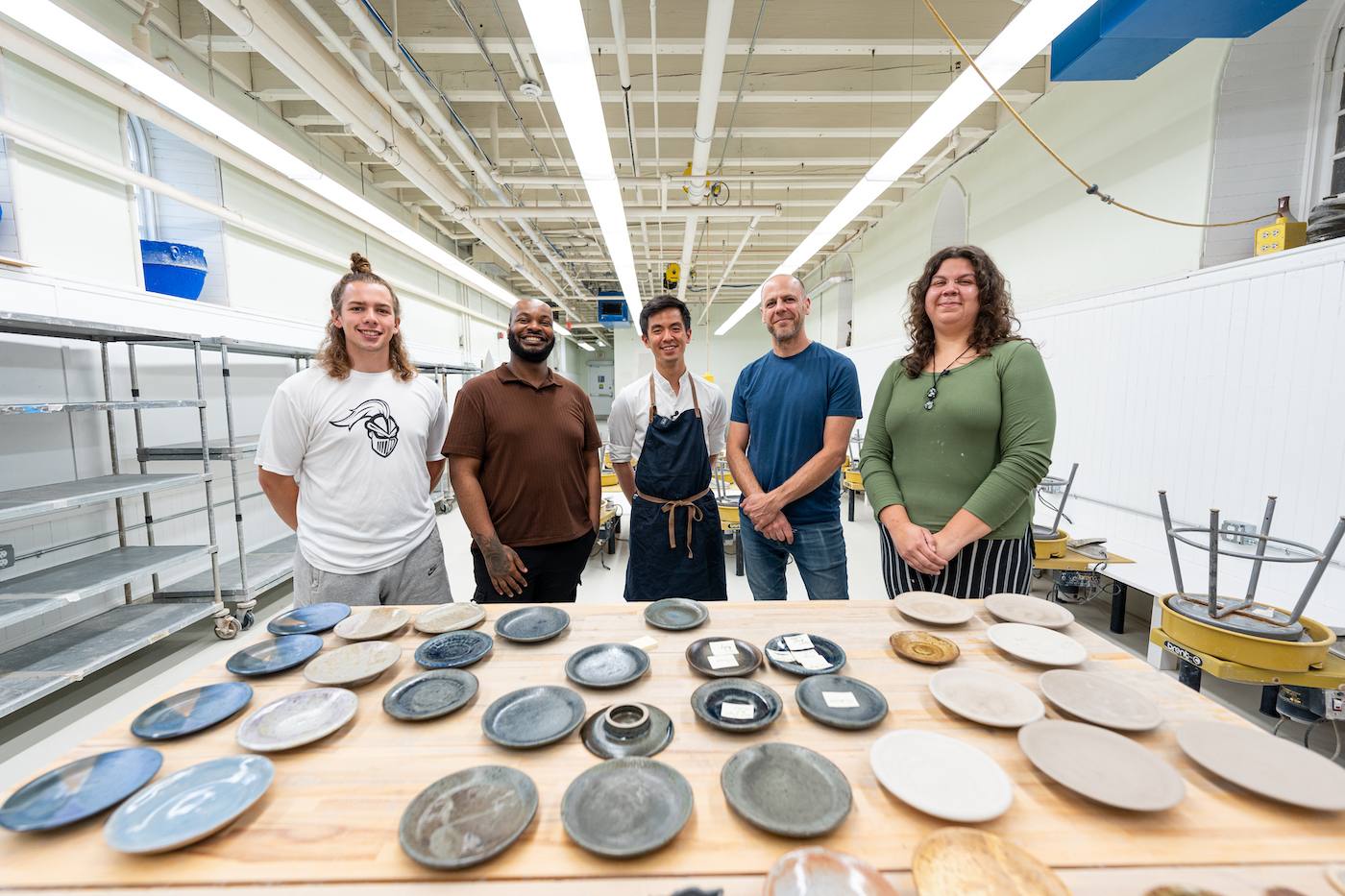 From left to right: Michael Dirienzo ’23, Daniel Mack ’18, ’23M, Executive Chef Hoon Rhee, Gregg Moore, Angelina Brewer ’23