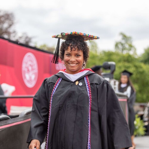 Walking on the stage at graduation