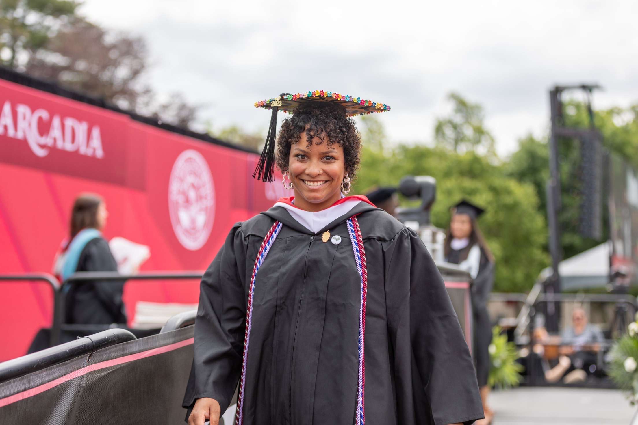 Walking on the stage at graduation