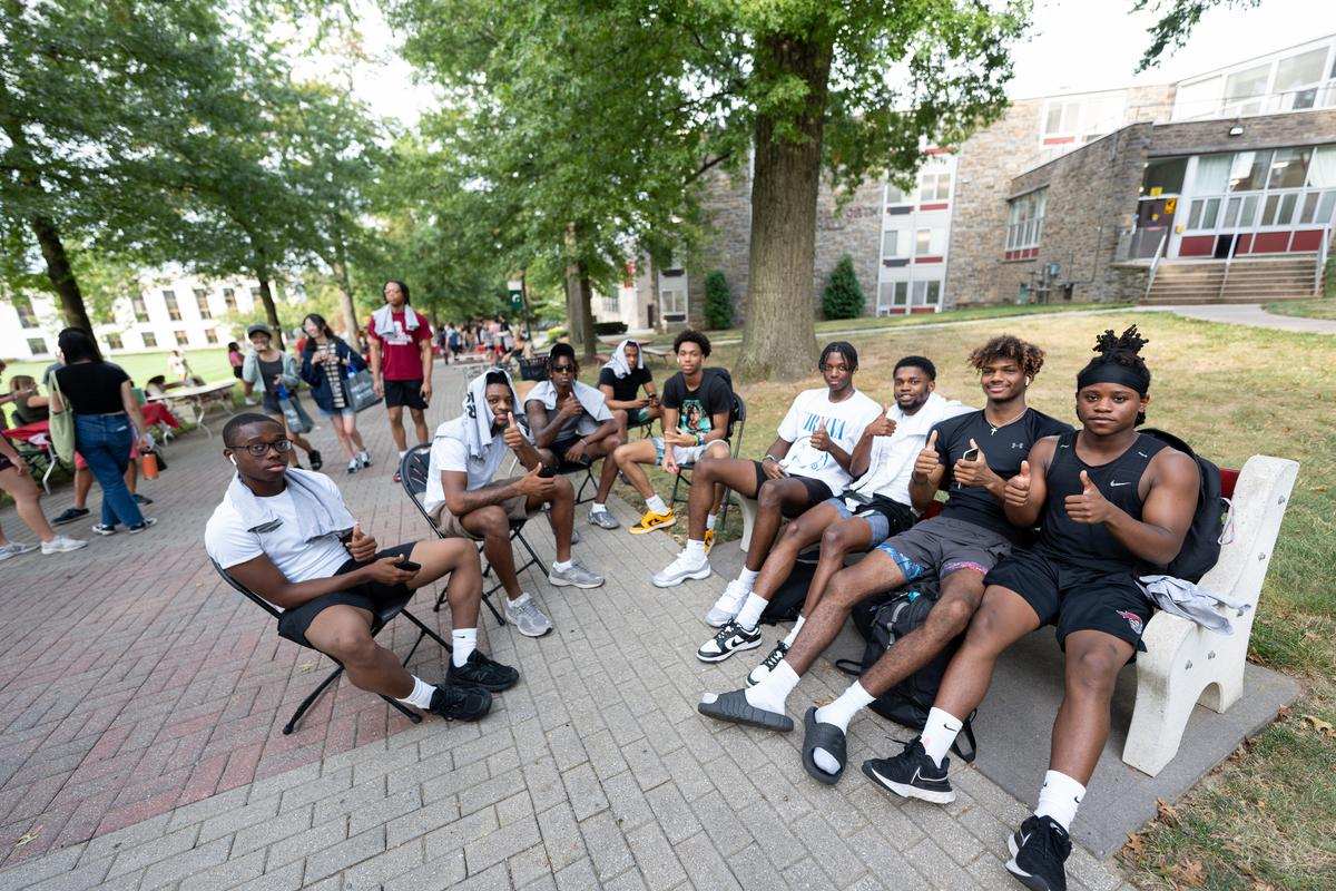 Students process down to the Glenside Food Truck Festival