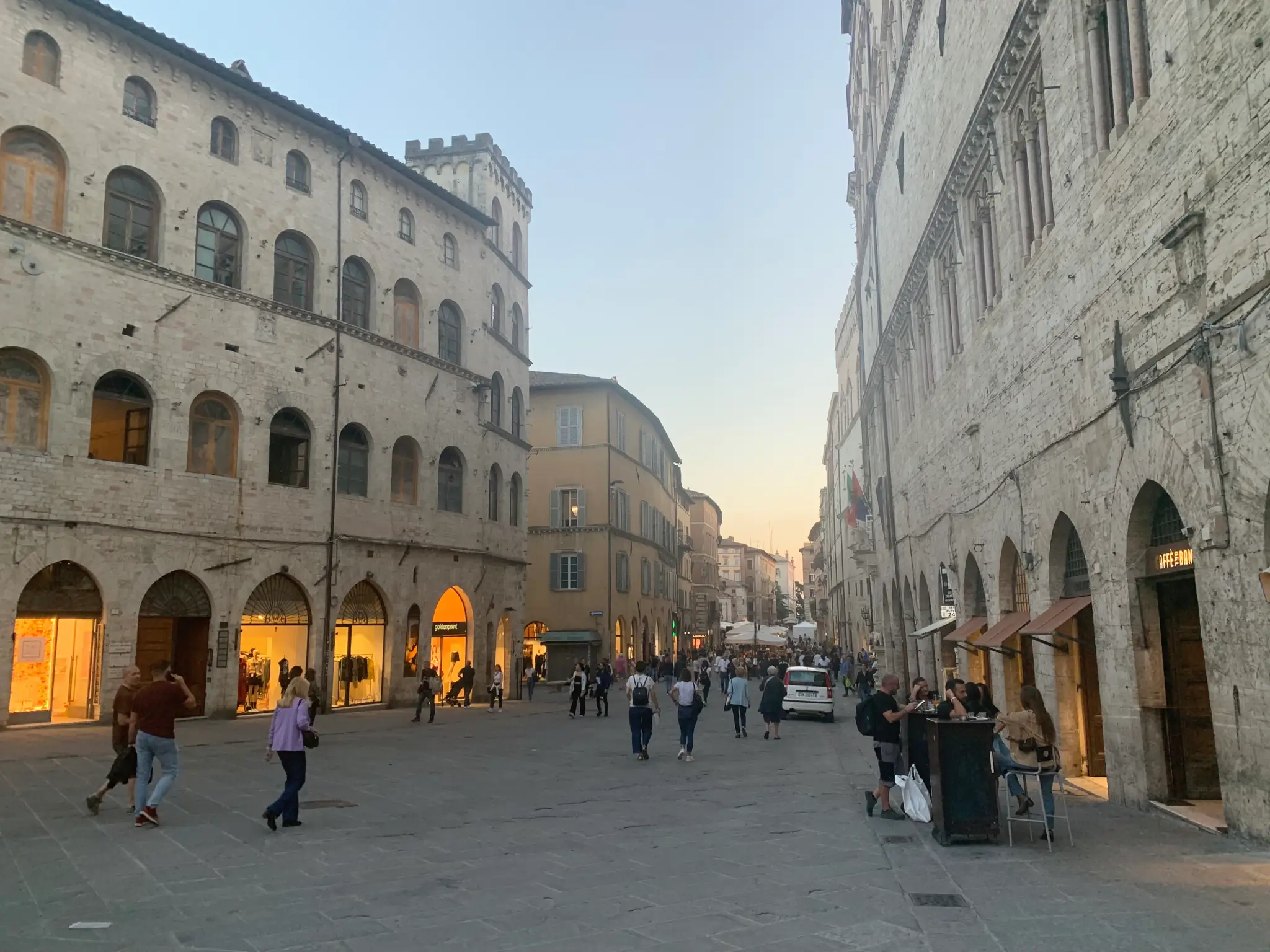 The sunset down the street in Perugia, Italy.
