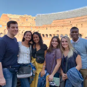 Students posing in Rome.