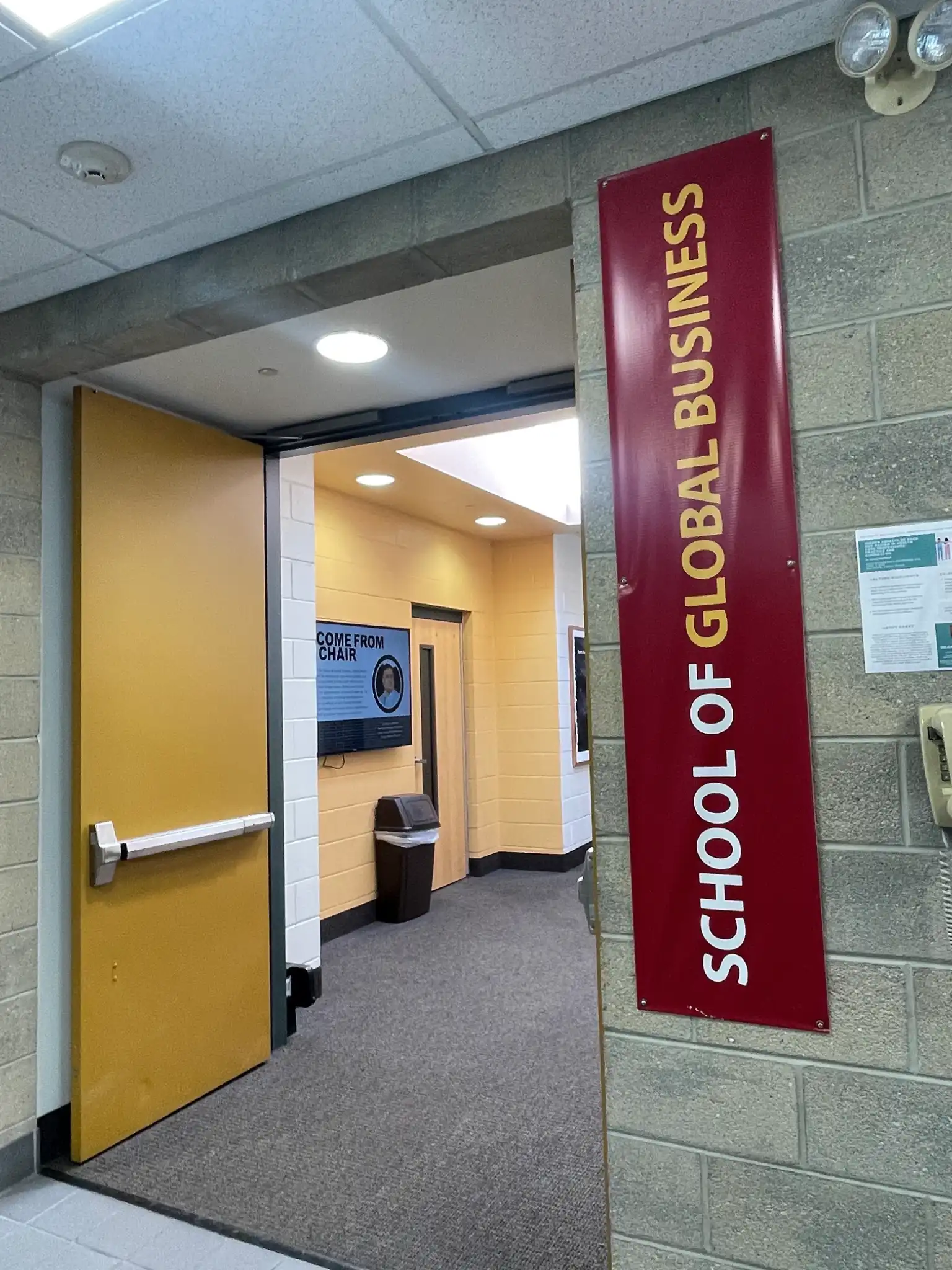 School of Global Business Sign.