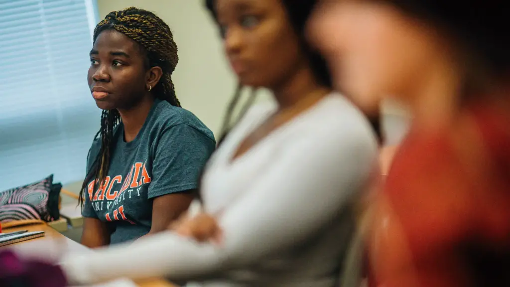 Students listen closely during a Pan-African Studies lecture at Arcadia.