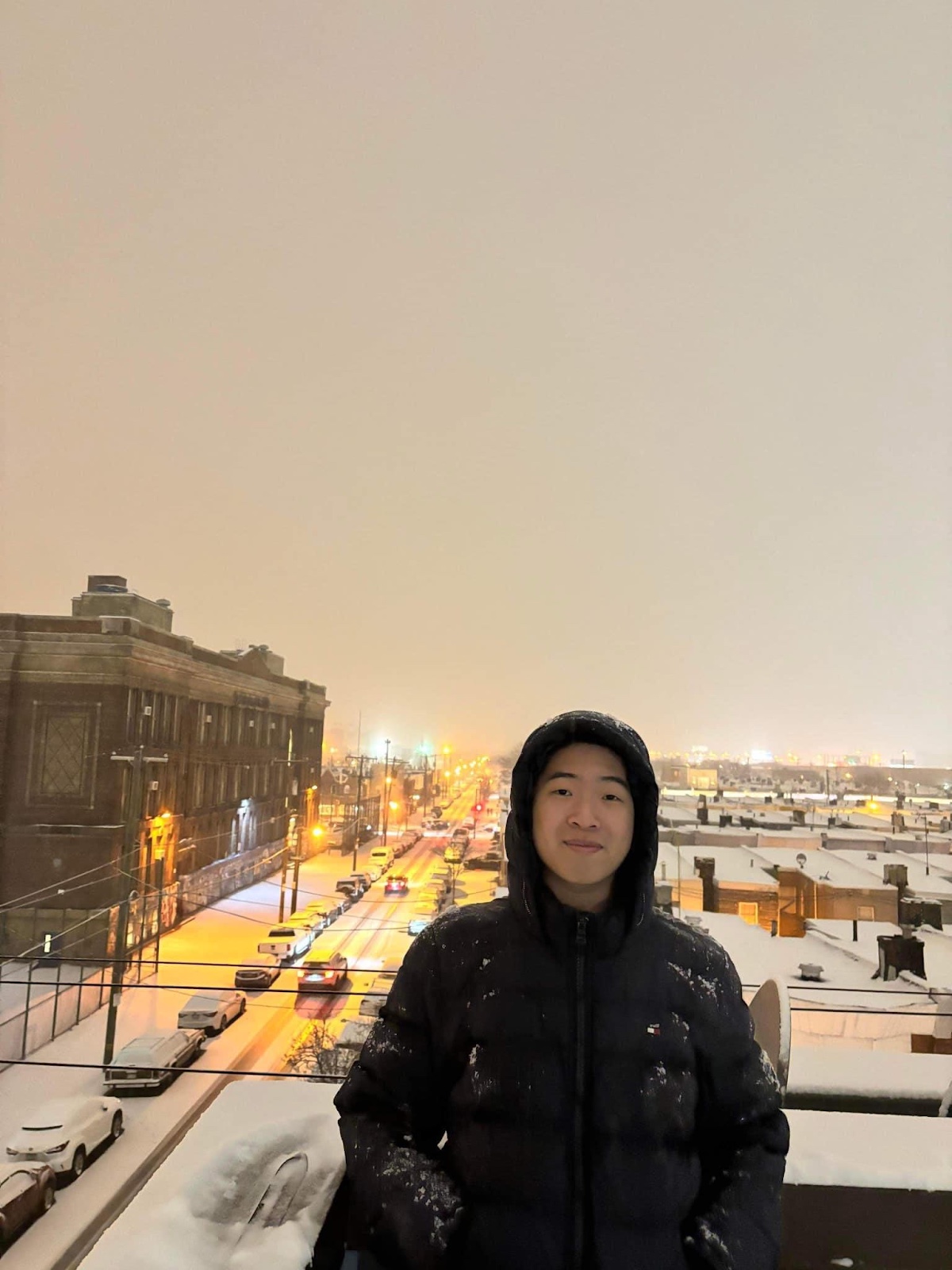 Chayhok standing outside in the snow.