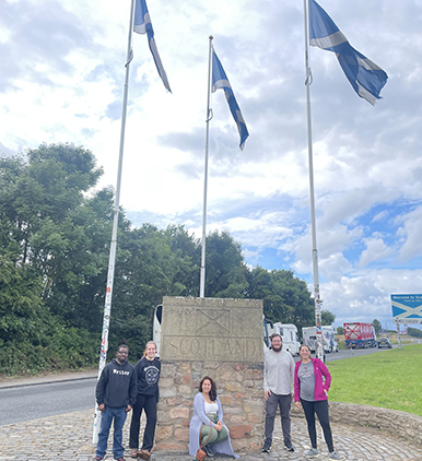 Arcadia students visit the border of Scotland.