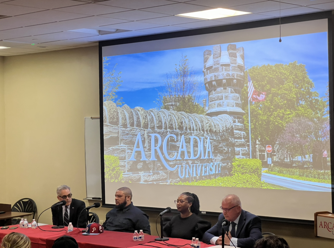 A discussion panel on policing and prosecution in Dining 107