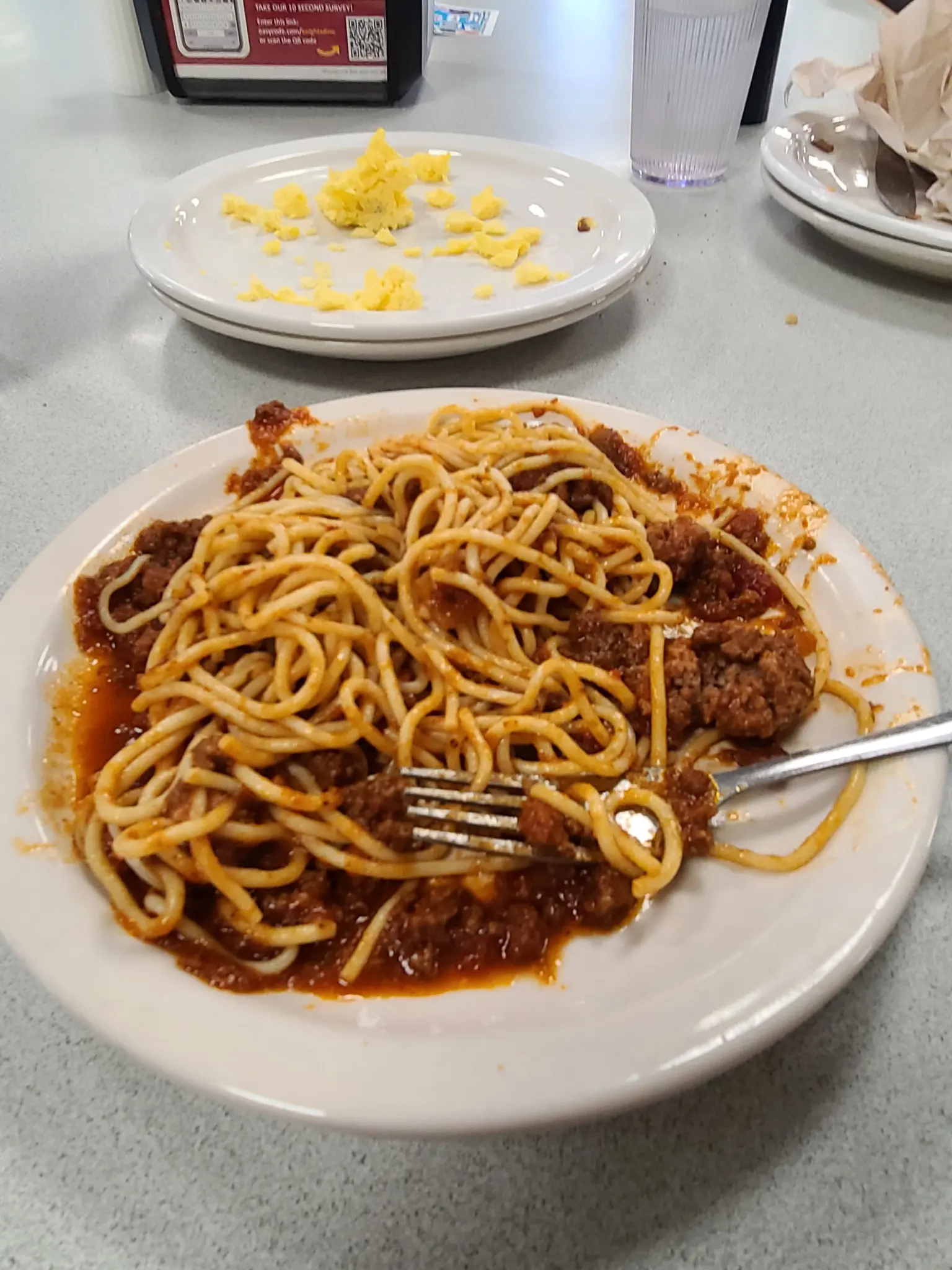 Spaghetti and meatballs from the Dining Hall.
