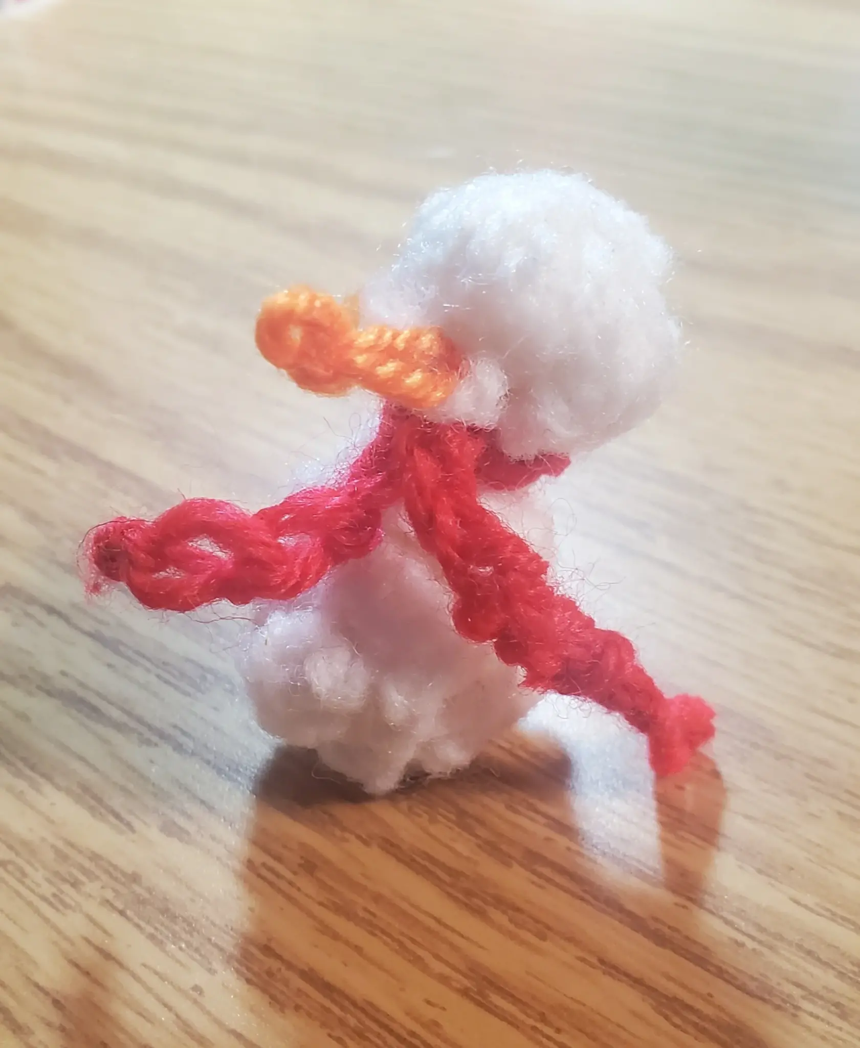 A crochet snowman.