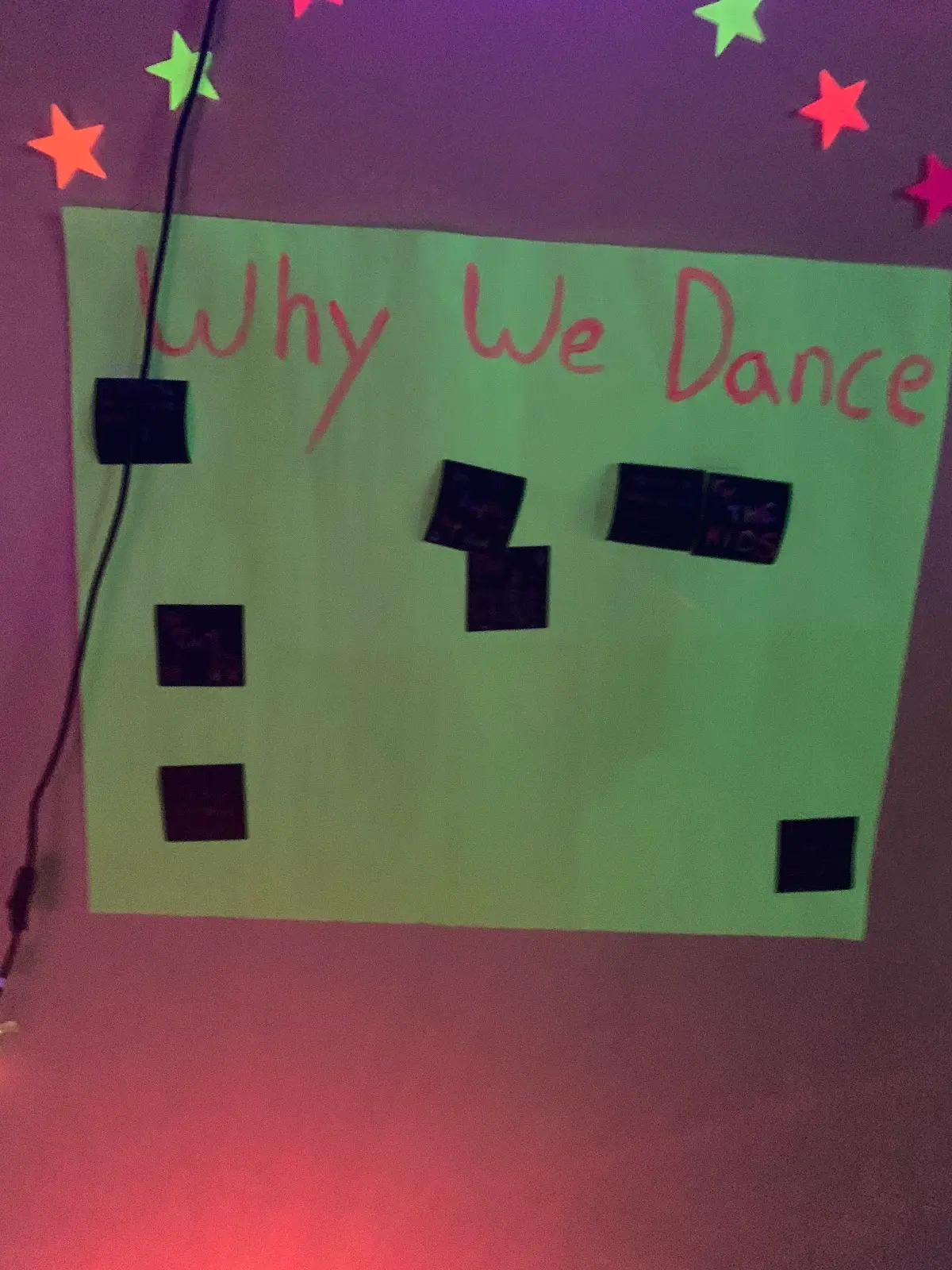 The "Why We Dance" board at Dance All Knight.