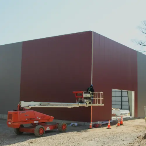 Building in progress on campus.