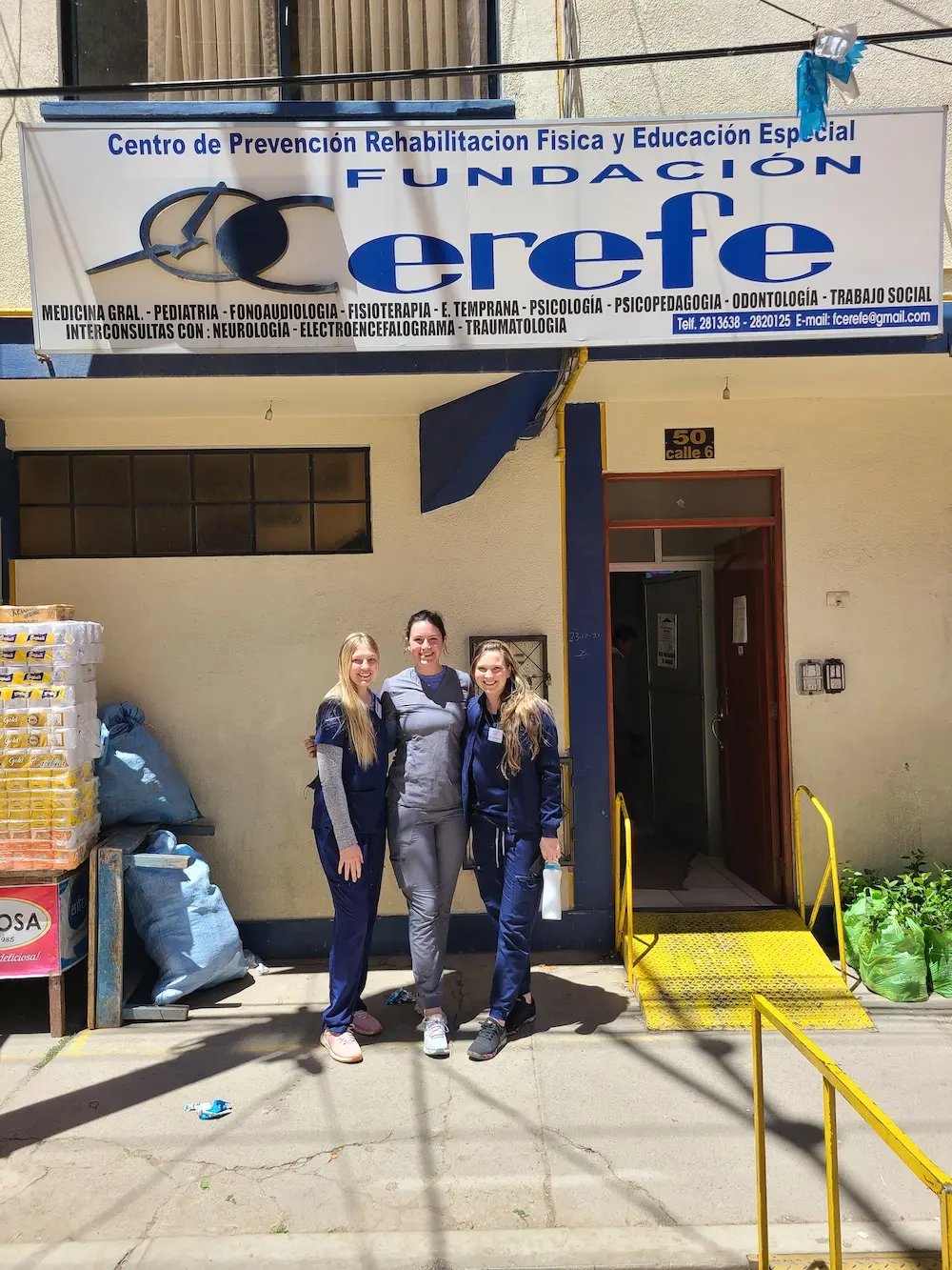 Students outside the rehabilitation facility in Bolivia.