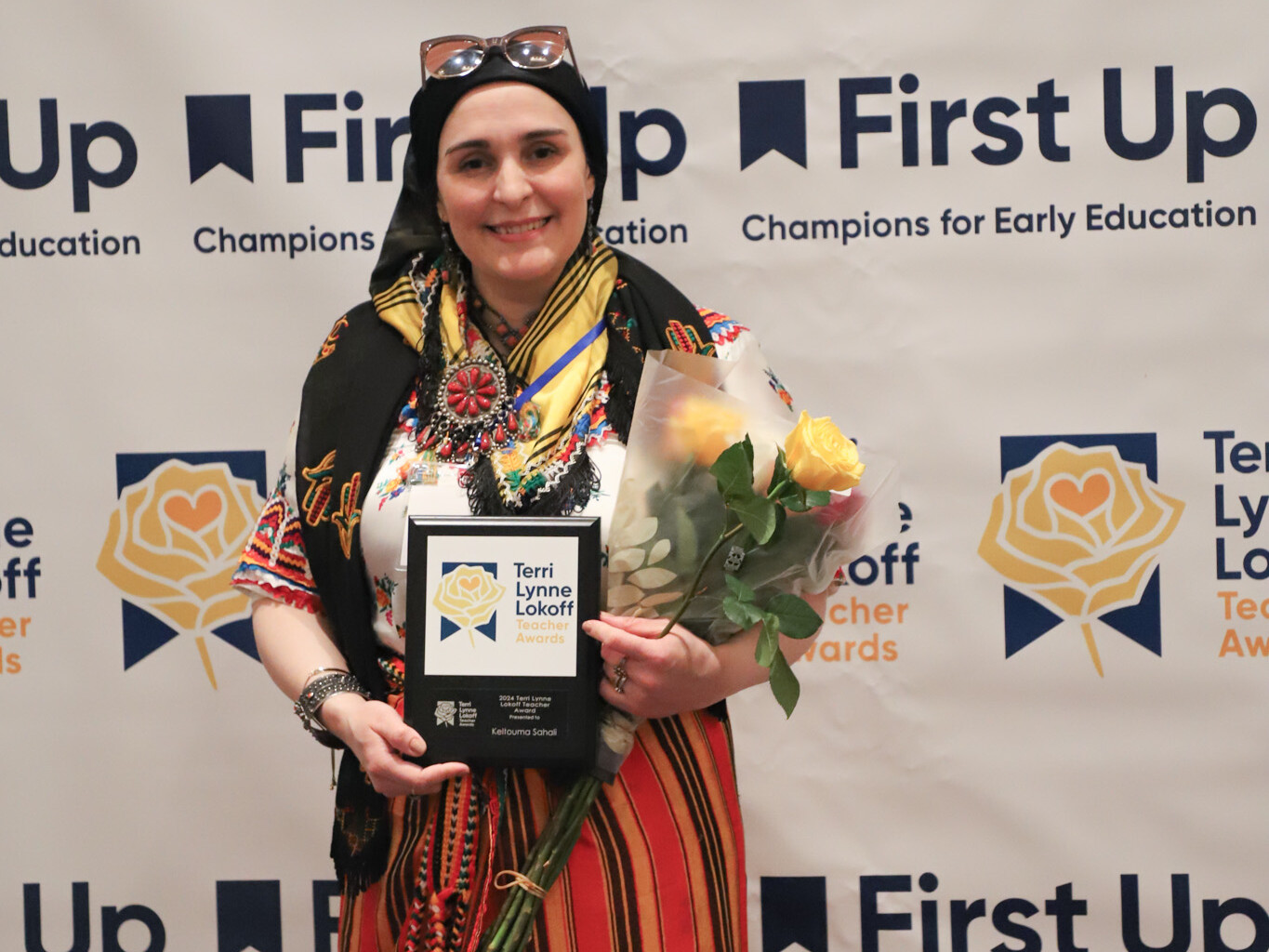 Keltouma Sahali ’24 with her award.