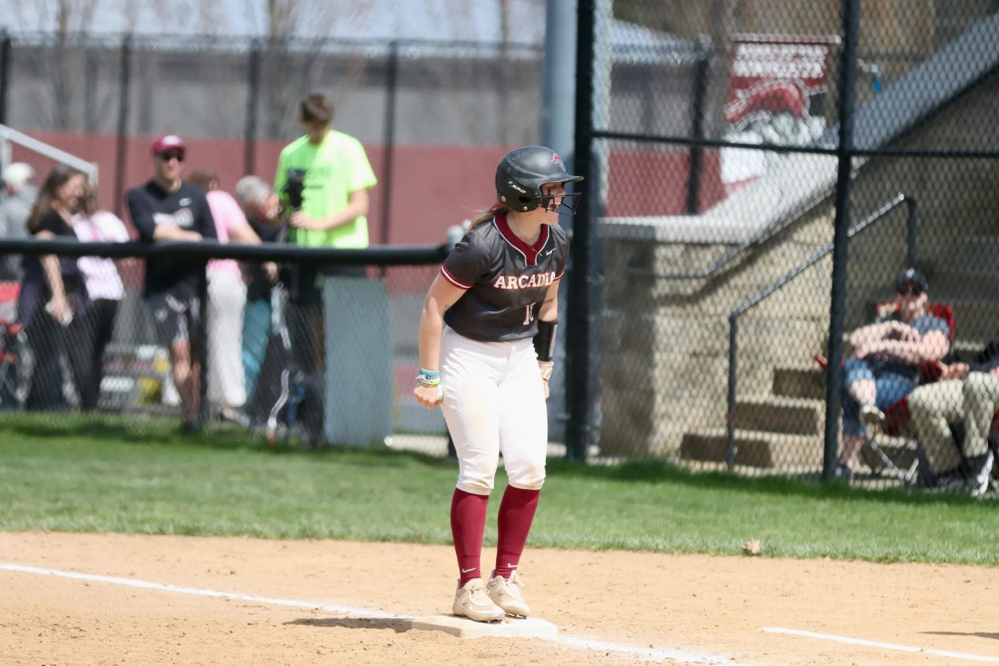 Megan Klose playing softball.