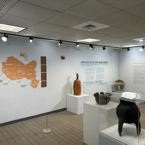 The “Artifacts of Life and Death: Examining Domestic and Funerary Ceramics from West Africa” exhibit.