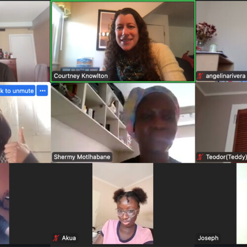 Arcadia and Naledi students and faculty on Zoom together.