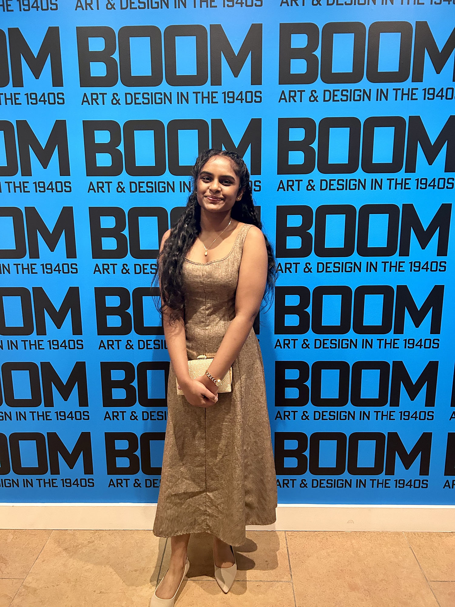 Nagajyothi Ravilla ’25 at the BOOM exhibition.