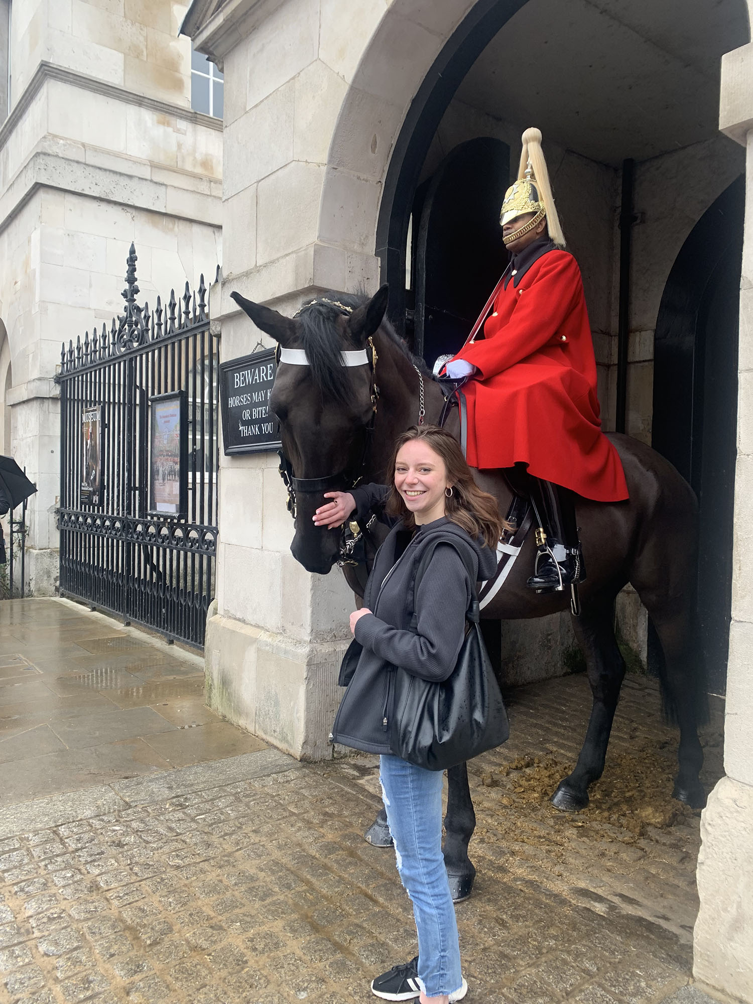 Maris Davis ’25 with a royal guard.
