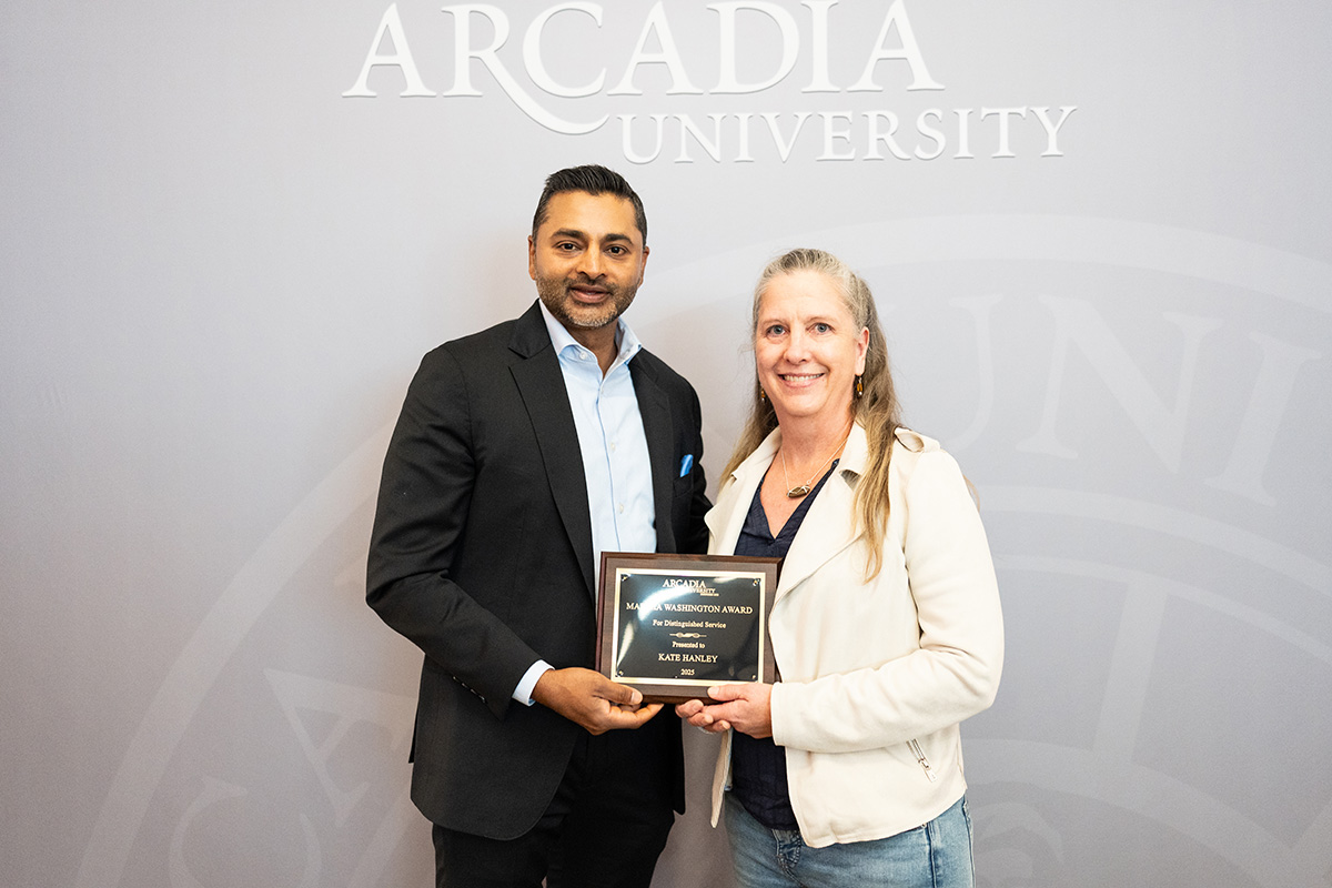 Arcadia's President with Kate Hanley, winner of the Martha Washington Award