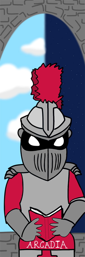 A comic of Archie the Knight reading a book