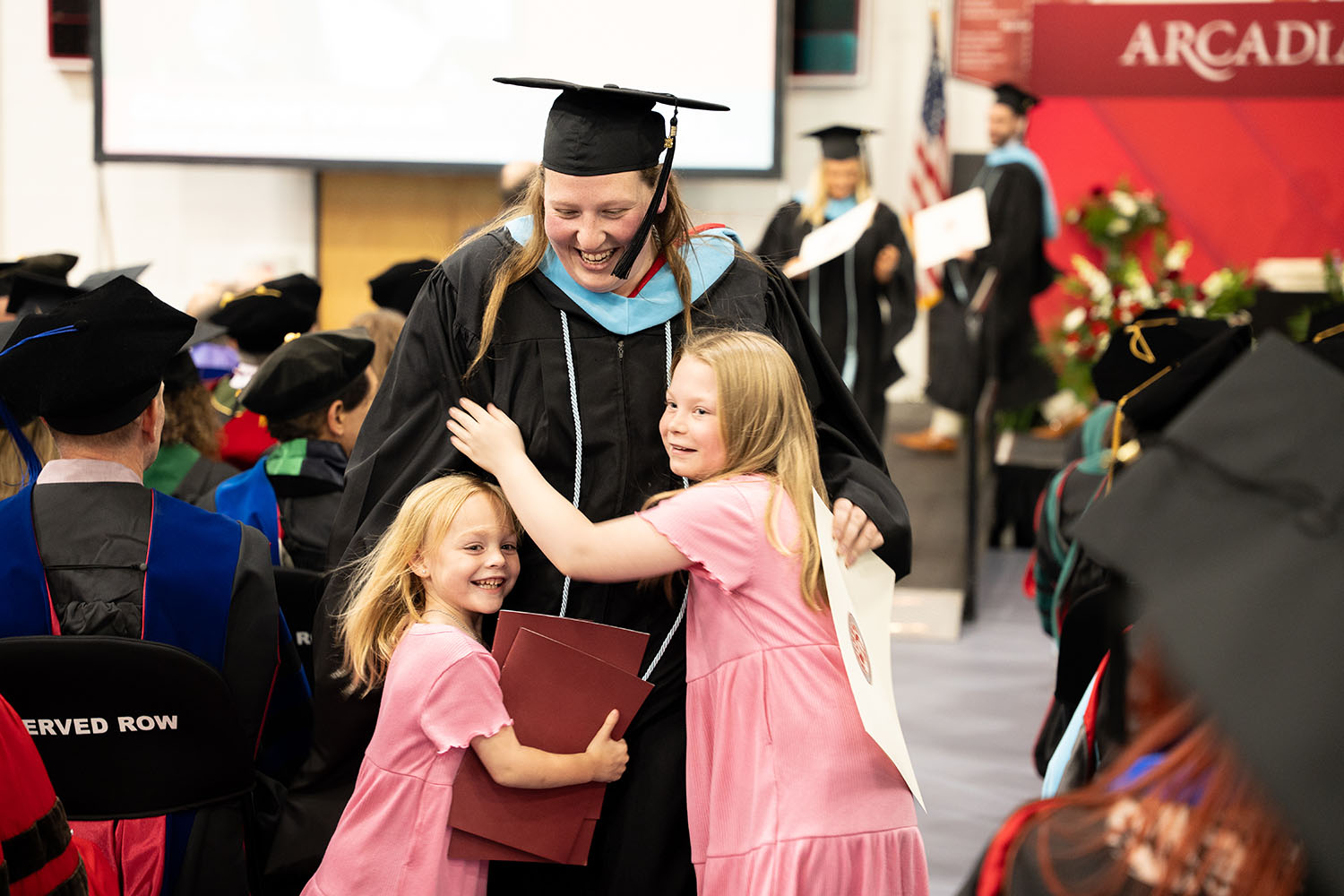 A student with her family.