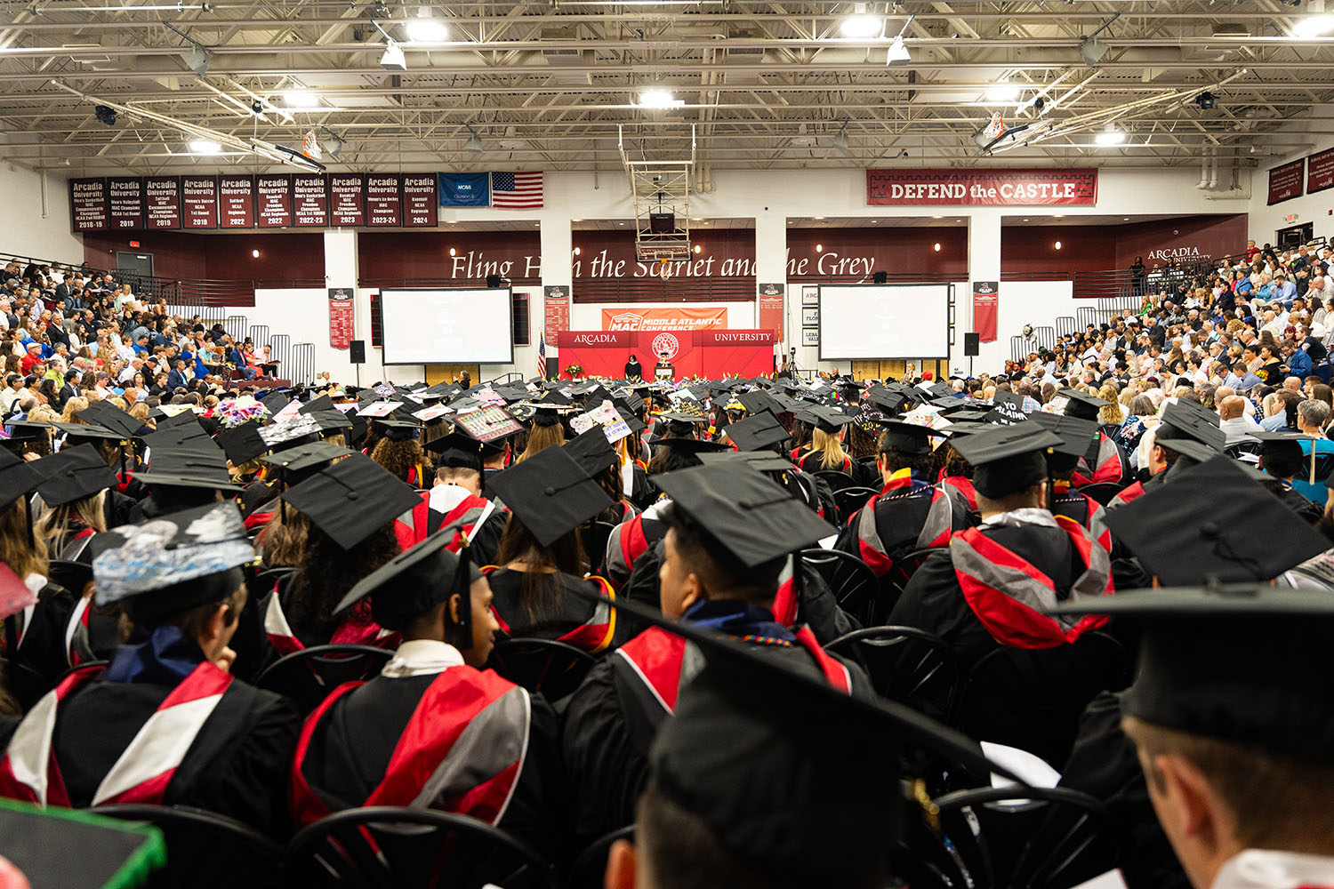 The full gym at commencement.