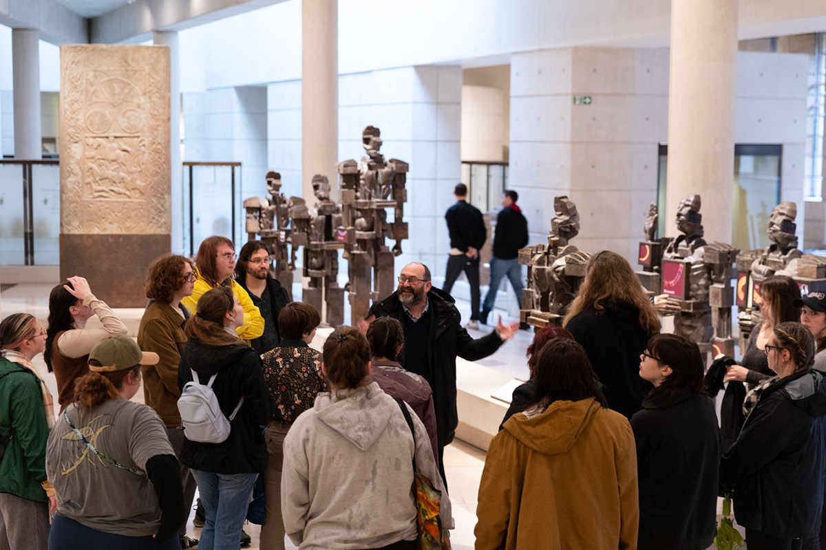 Students in Scotland are given a tour of the National Museum of Scotland.