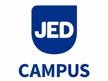 The JED Campus logo is in navy color with a shield symbol on top.