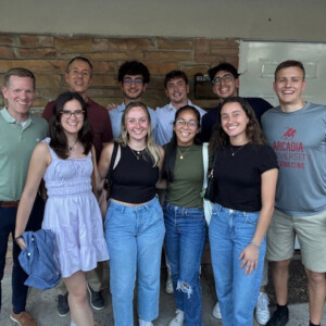 Students from Arcadia University, Universidad San Pablo-CEU (USP-CEU), and Universidad CEU Cardenal Herrera (CEU-UCH) on Arcadia's campus