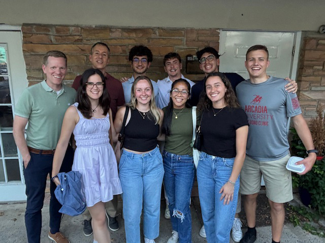 Students from Arcadia University, Universidad San Pablo-CEU (USP-CEU), and Universidad CEU Cardenal Herrera (CEU-UCH) on Arcadia's campus