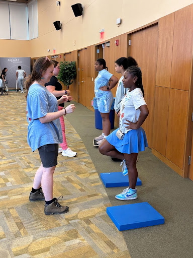 Members of Arcadia's Department of Physical Therapy help students during Health Career Summer Academy