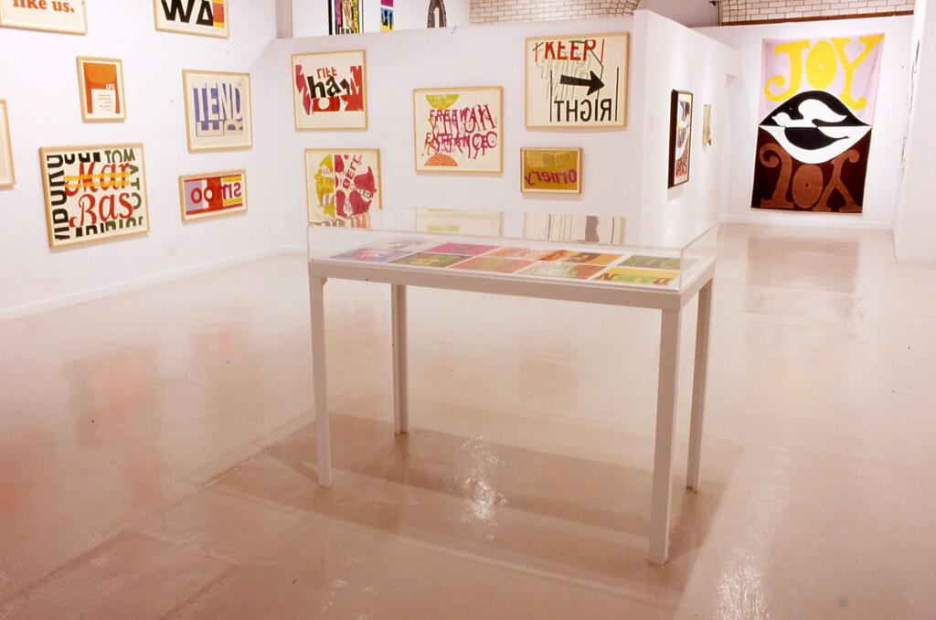 Installation view, "The Big G Stands for Goodness: Corita Kent's 1960s Pop," Beaver College Art Gallery