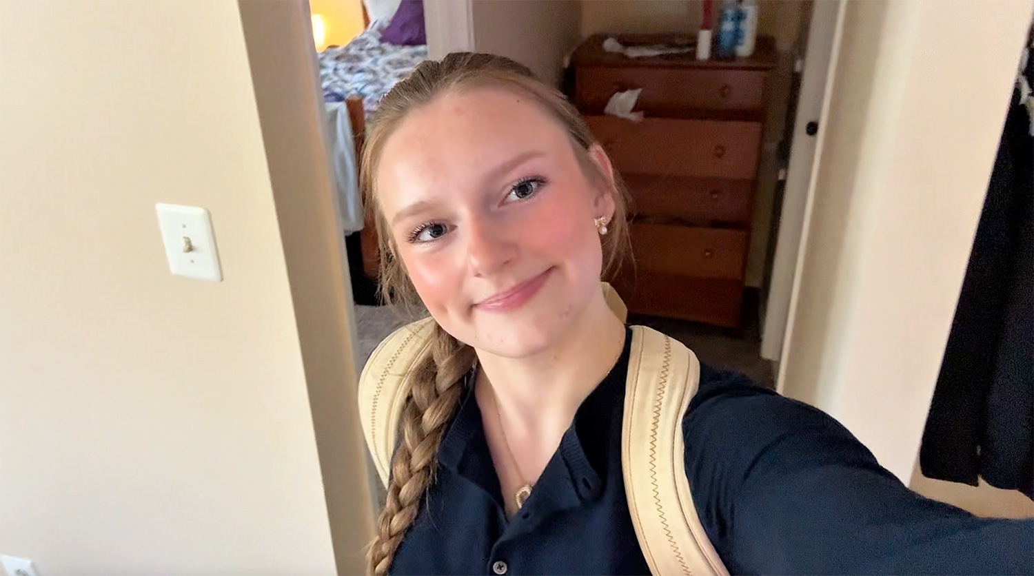 Devon Young ’28 in her apartment.