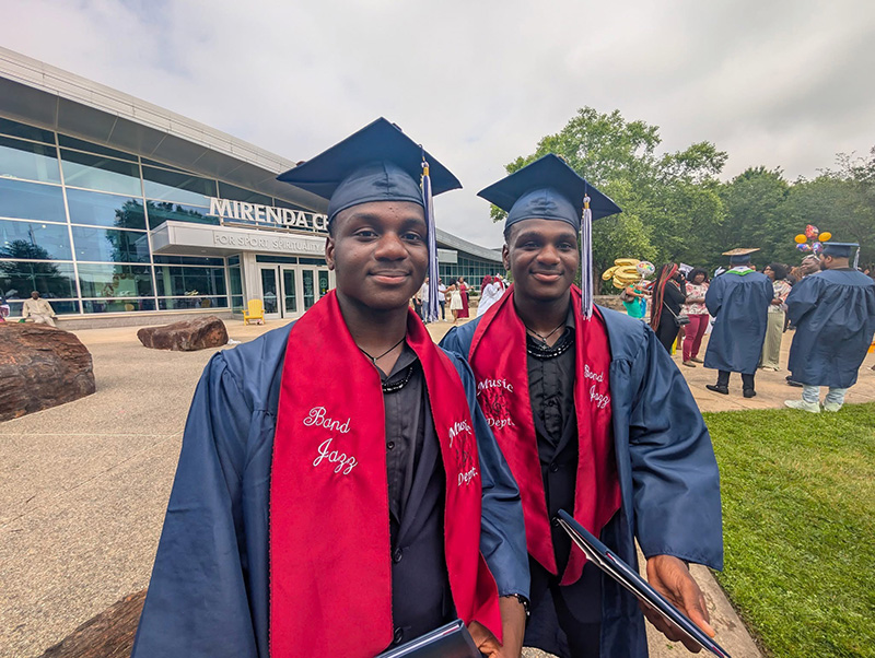 Kehinde and Taiwo Mogaji at their graduation from Penn Wood High School