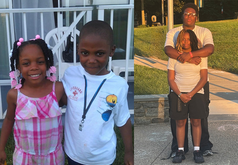 Twins Jada and James Northern as children on the left and as college students on the right