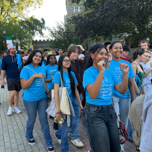 Members of the Arcadia community gather to begin walking to downtown glenside