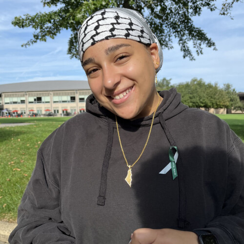 Roo Ahmad ’29 on campus.
