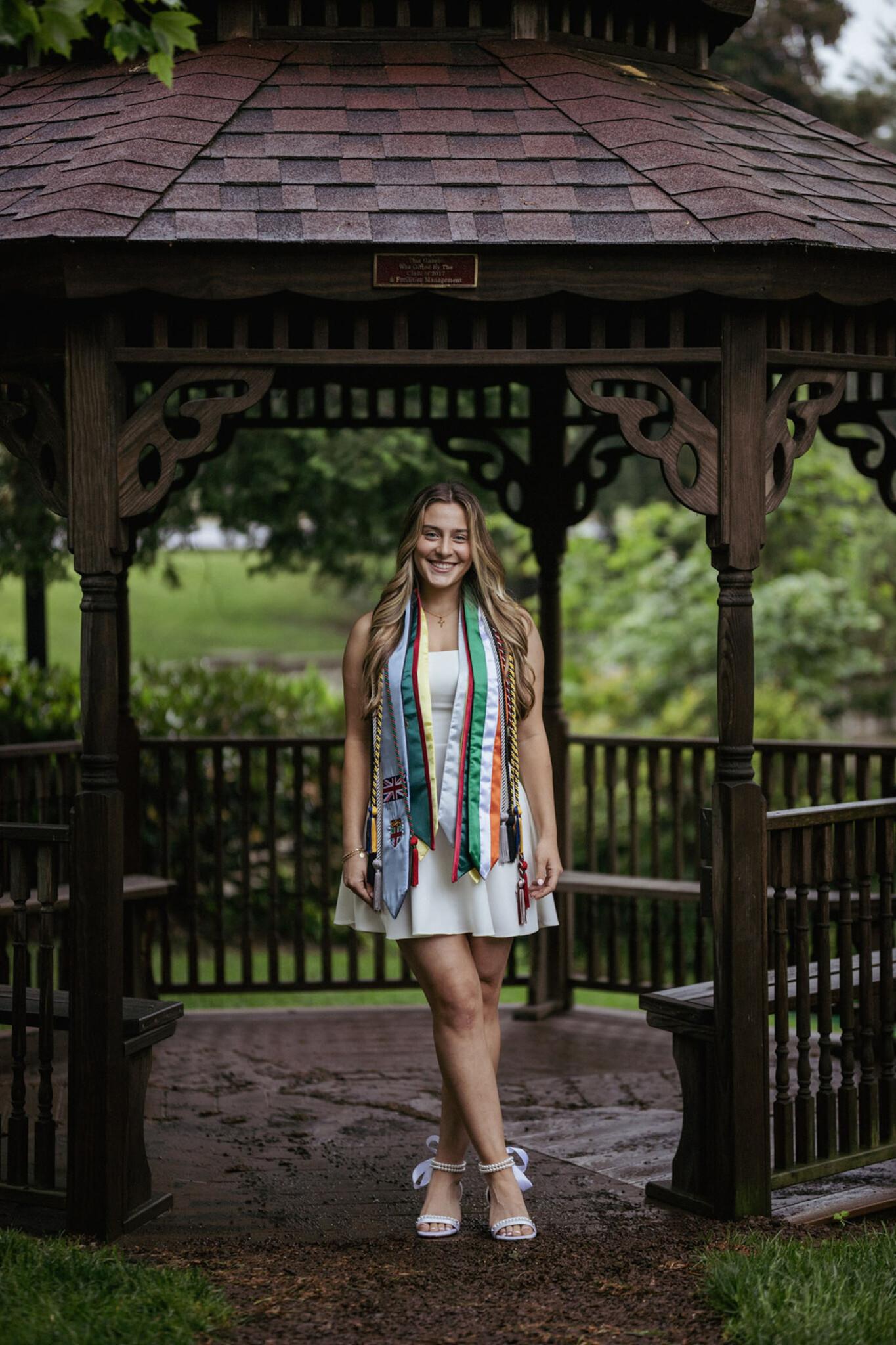 Emily Nervegna ’25, ’27DPT standing in a gazebo.