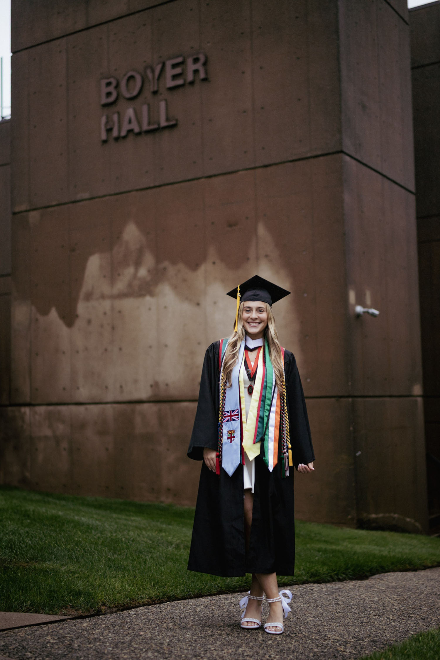 Emily Nervegna ’25, ’27DPT in front of Boyer Hall.